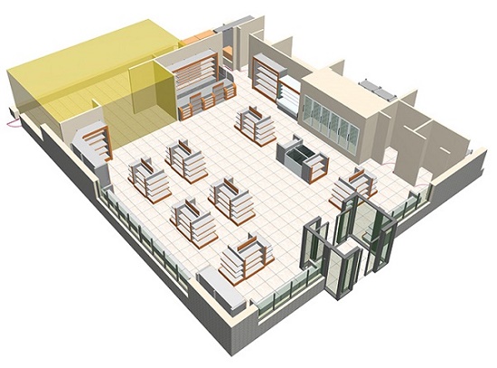 Проект освещения продуктового магазина