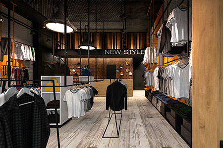 Освещение витрин магазина одежды